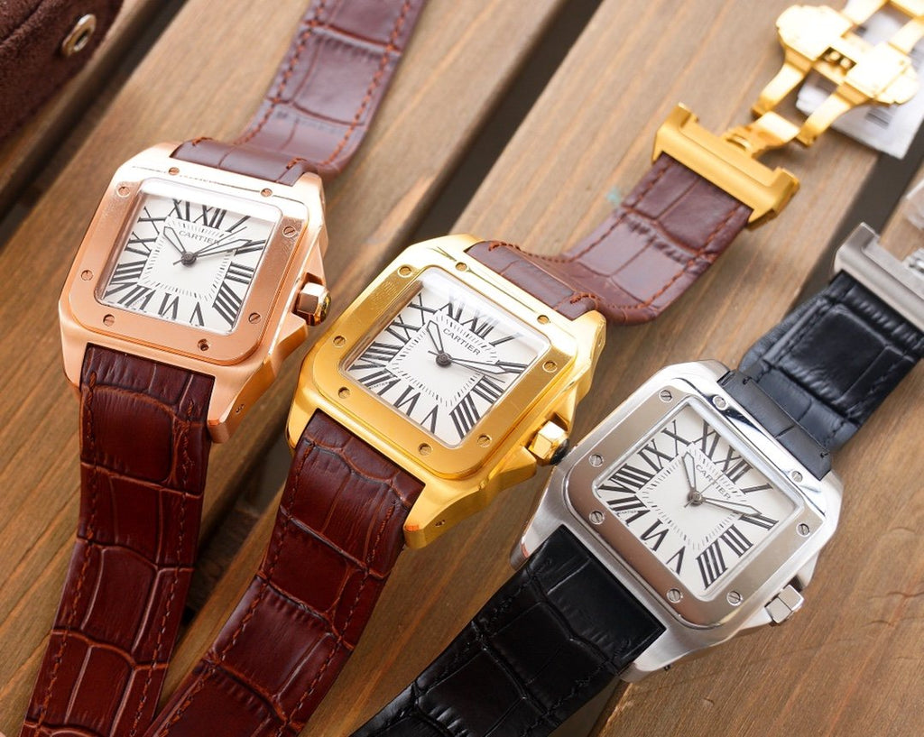 CARTIER SANTOS 100XL 42MM STAINLESS STEEL LEATHER