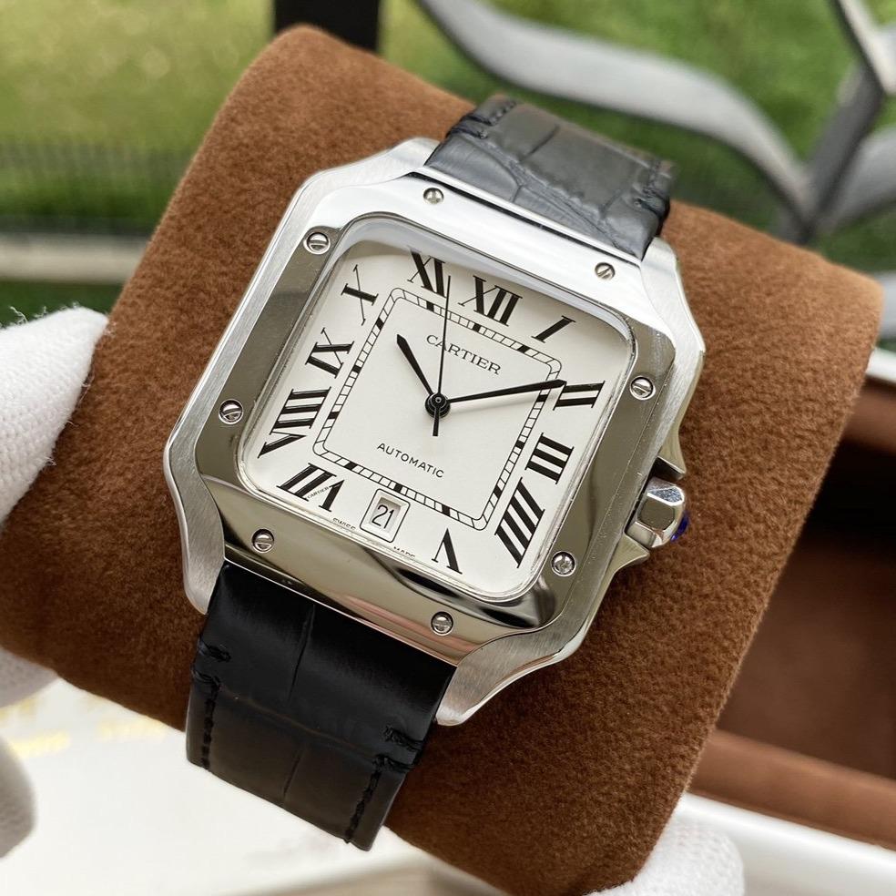 CARTIER SANTOS DE CARTIE 39MM STEEL CASE LEATHER STRAP