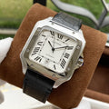 CARTIER SANTOS DE CARTIE 39MM STEEL CASE LEATHER STRAP