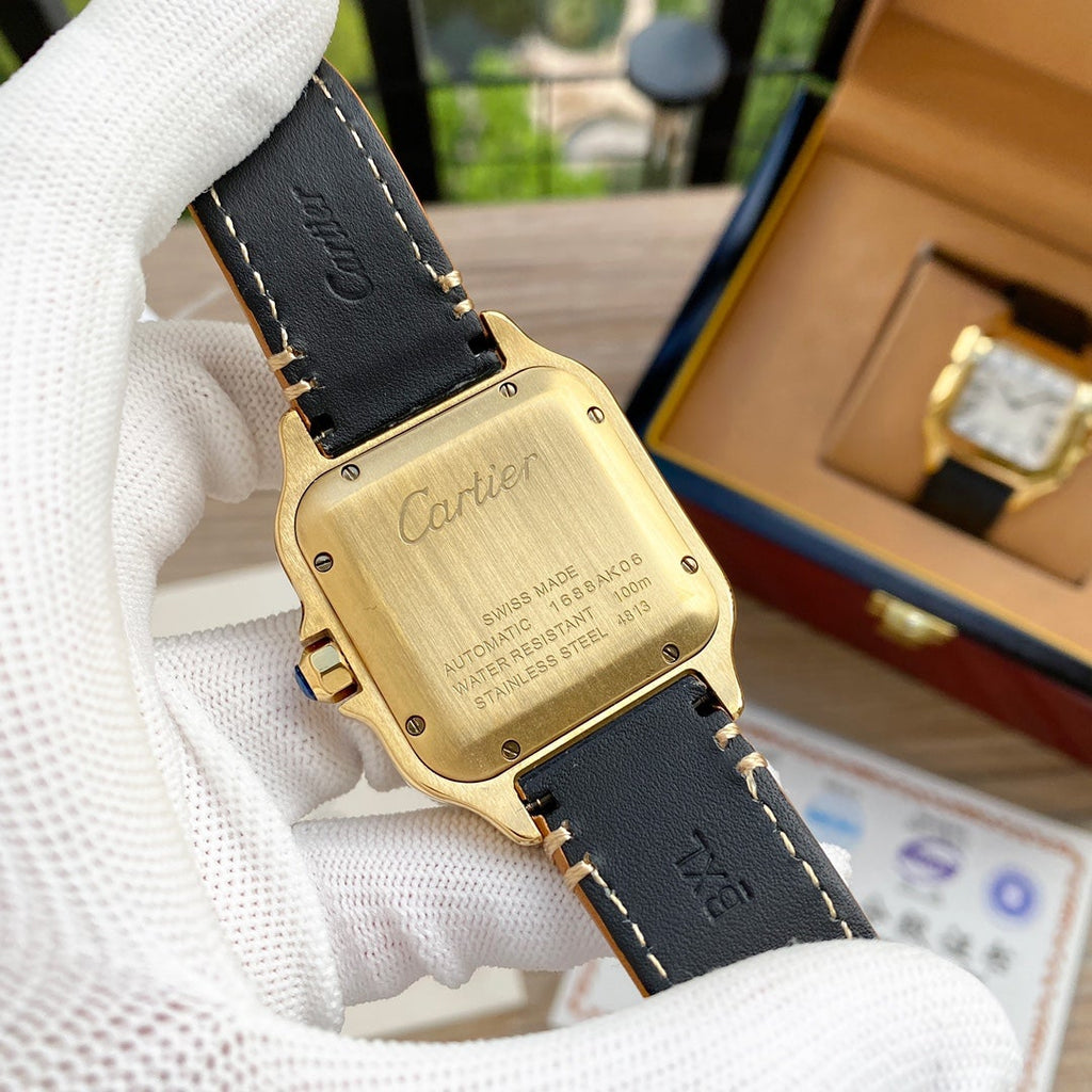 CARTIER SANTOS 38MM GOLD CASE AUTOMATIC LEATHER
