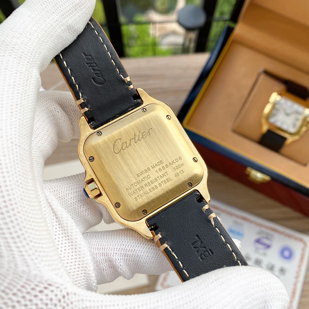 CARTIER SANTOS 38MM GOLD CASE AUTOMATIC LEATHER