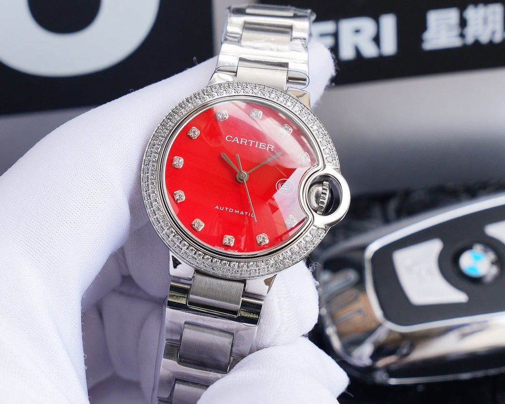 CARTIER BALLON BLEU 33MM STEEL CASE DIAMOND NUMERALS