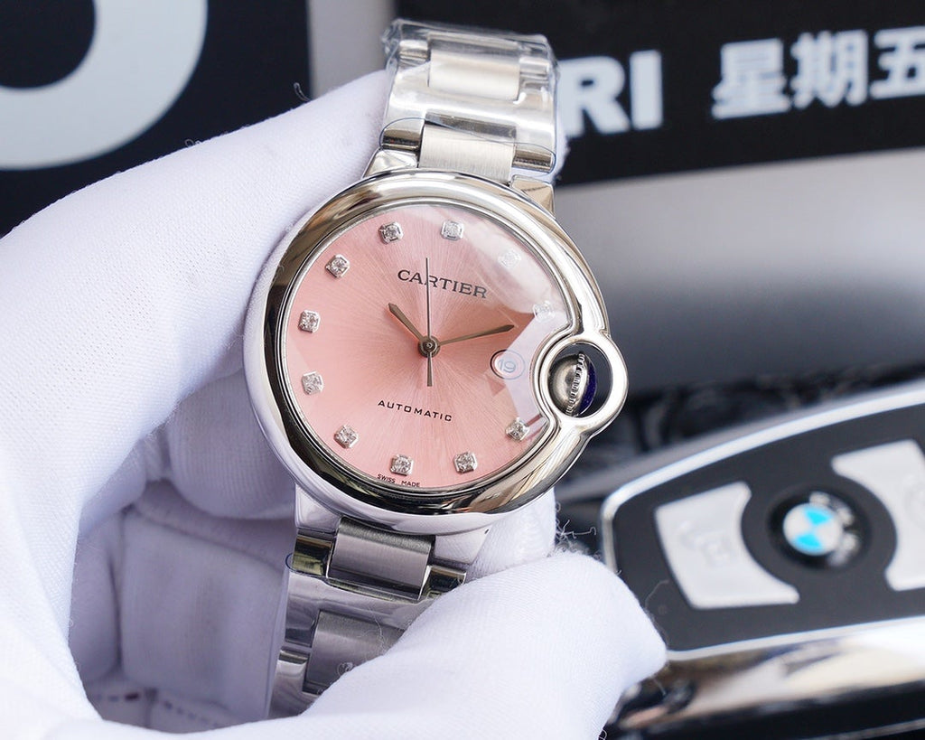 CARTIER BALLON BLEU 33MM STEEL CASE DIAMOND NUMERALS