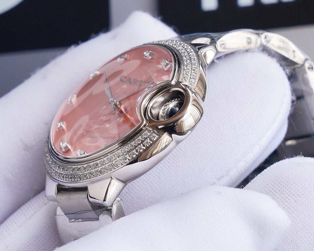 CARTIER BALLON BLEU 33MM STEEL CASE DIAMOND NUMERALS