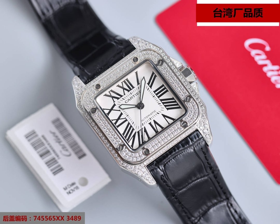 CARTIER SANTOS 100XL 42MM DIAMOND STEEL CASE