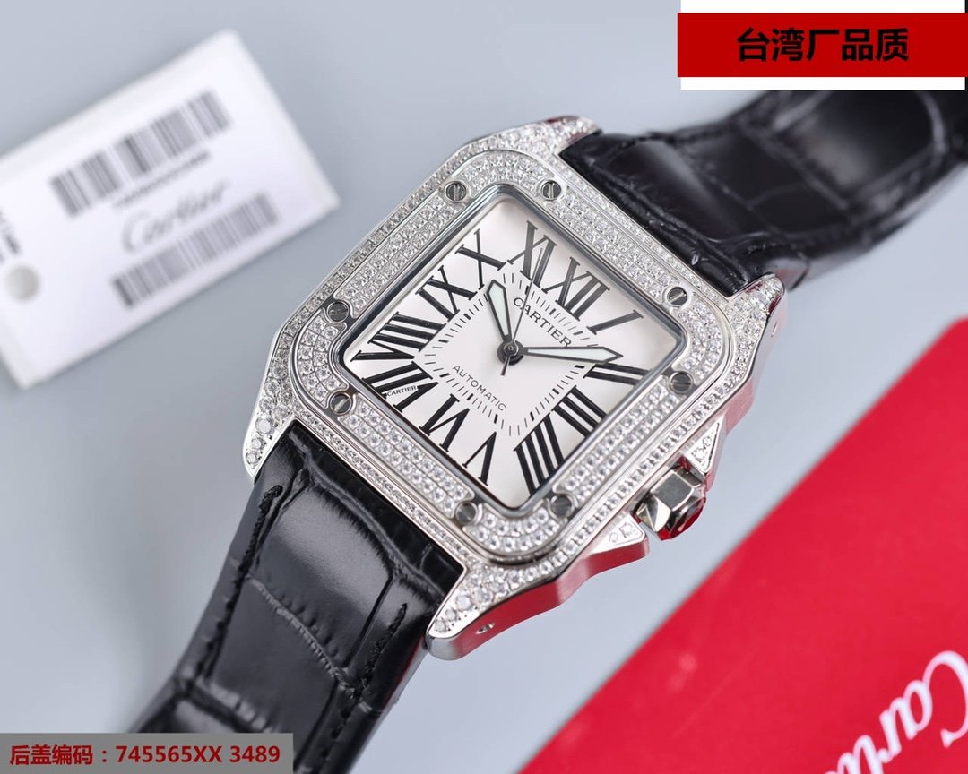 CARTIER SANTOS 100XL 42MM DIAMOND STEEL CASE