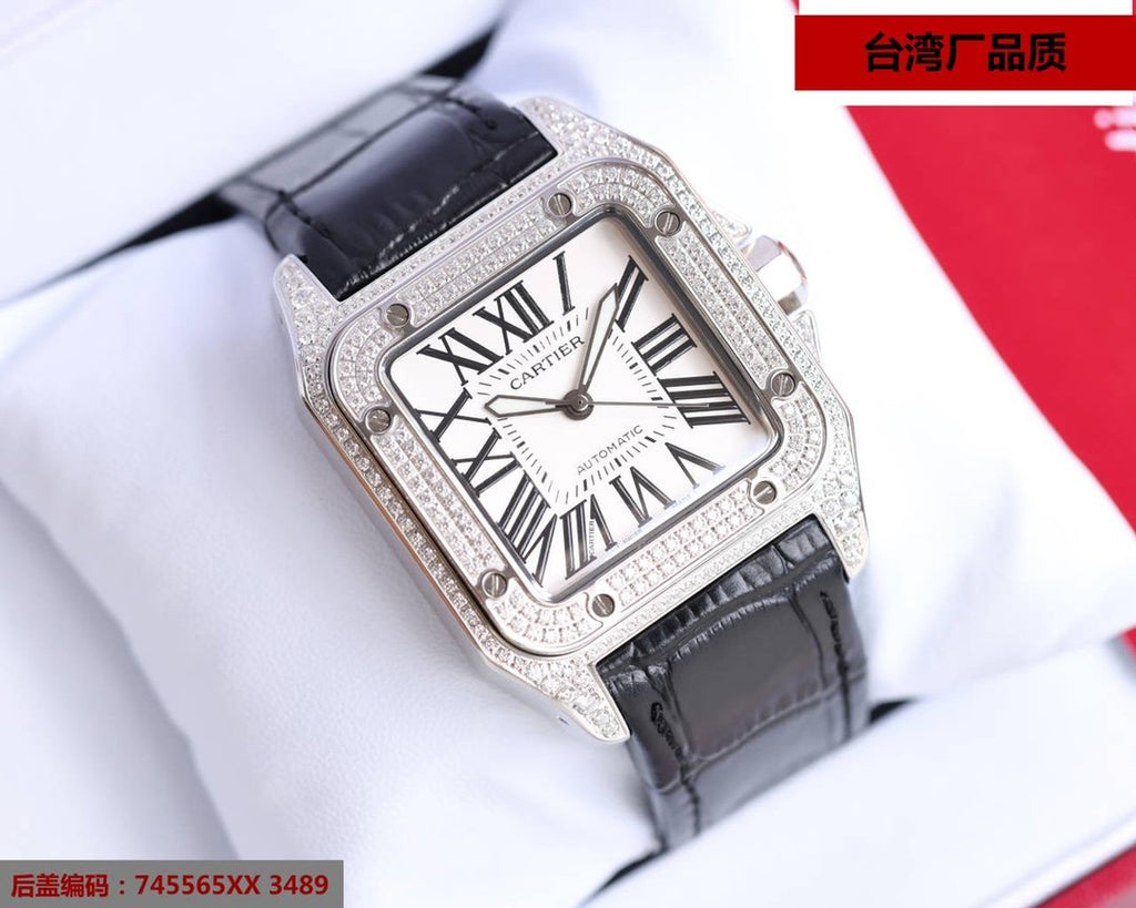 CARTIER SANTOS 100XL 42MM DIAMOND STEEL CASE