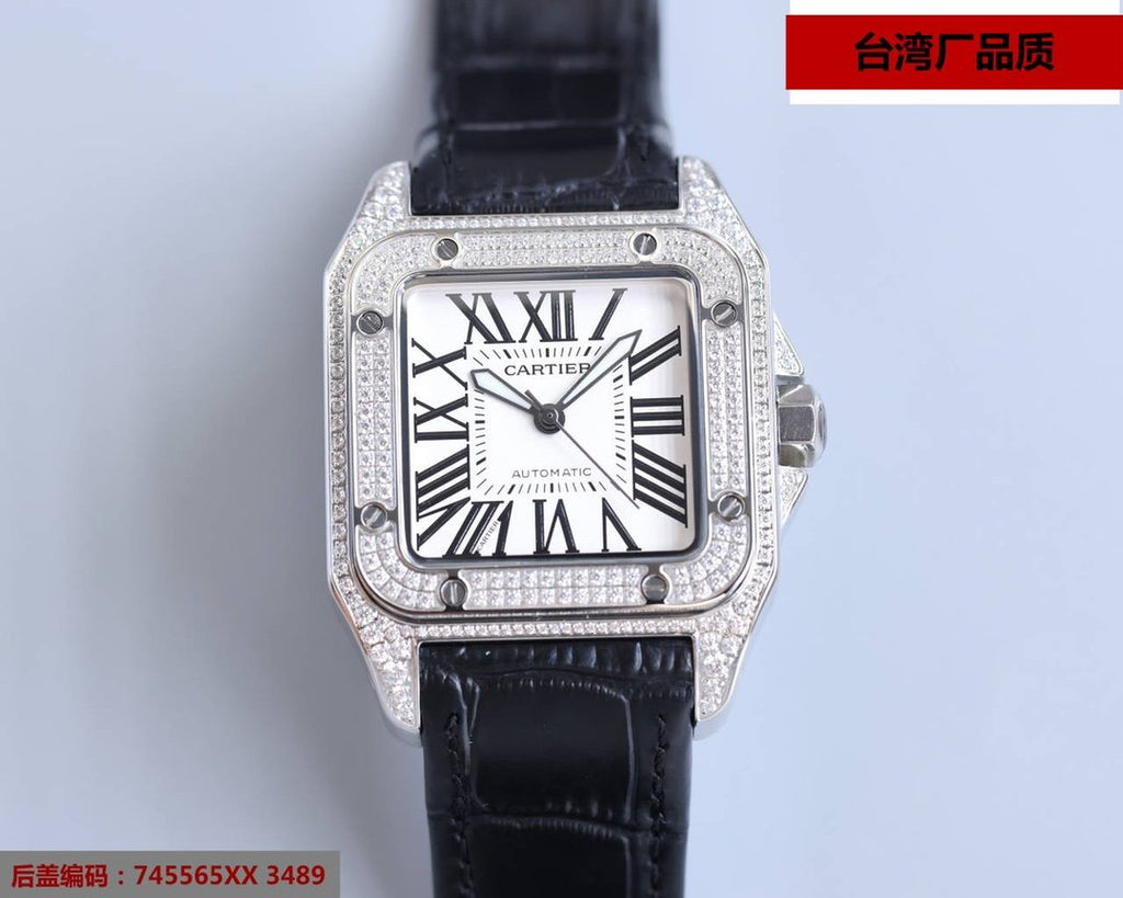 CARTIER SANTOS 100XL 42MM DIAMOND STEEL CASE