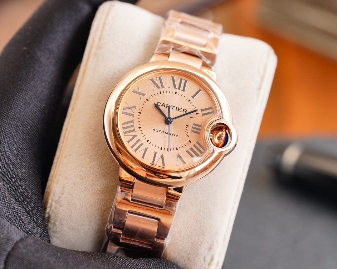 CARTIER BALLON BLEU 33MM AUTOMATIC ROSE GOLD DIAL