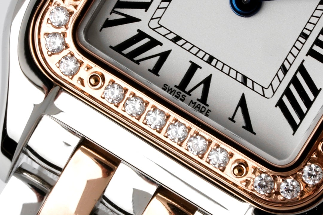 CARTIER PANTHERE DE CARTIE 22MM QUARTZ ROSE GOLD STEEL WHITE DIAL