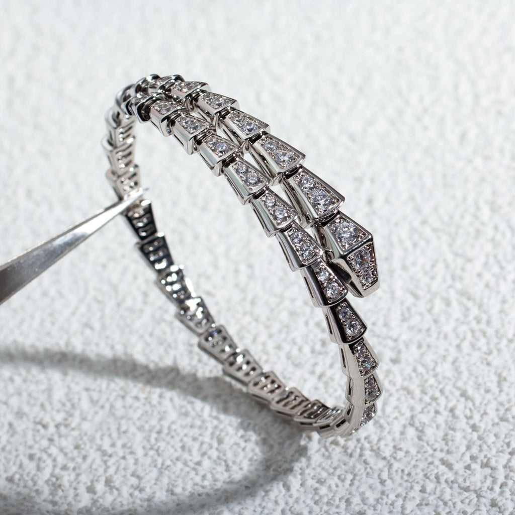 Bvlgari SERPENTI BRACELET 3.8MM SILVER DIAMOND
