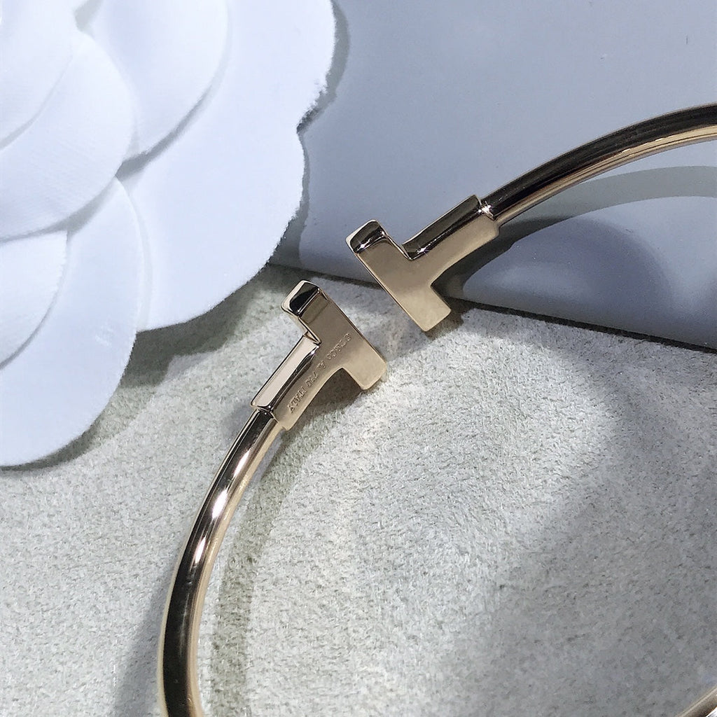 TIFFANY & CO. T BRACELET PINK GOLD 1.8MM DIAMOND