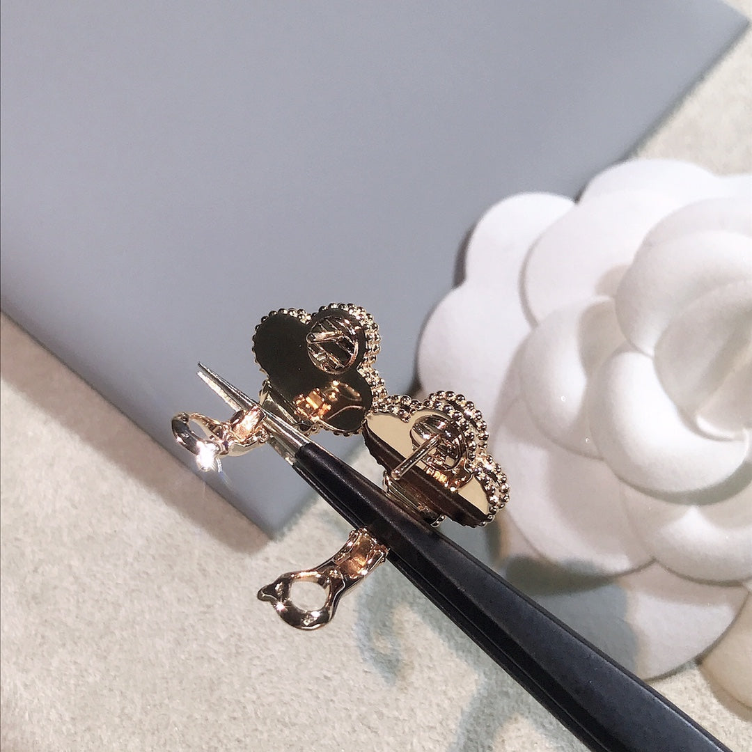 Van Cleef & Arpels CLOVER PINK GOLD MOP EARRINGS