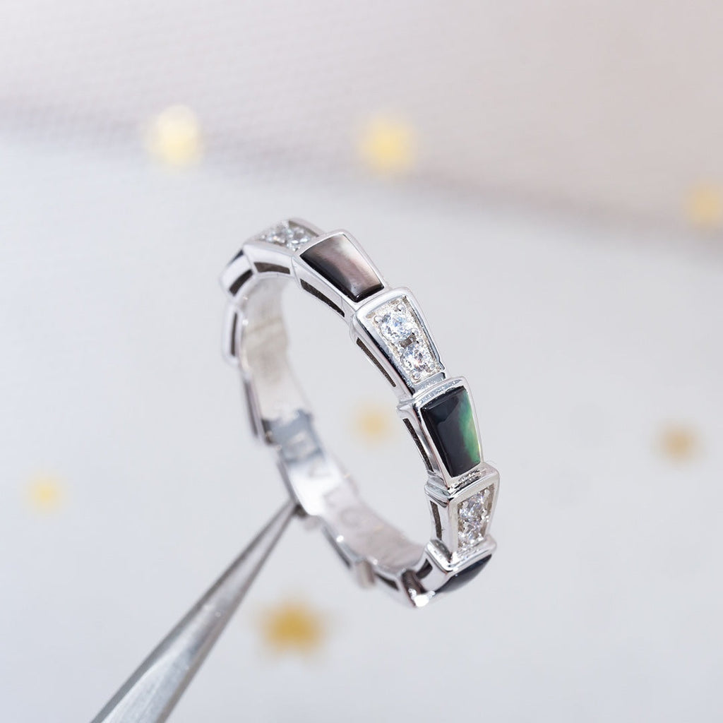 Bvlgari SERPENTI RING SILVER  DIAMOND BLACK MOP 3MM