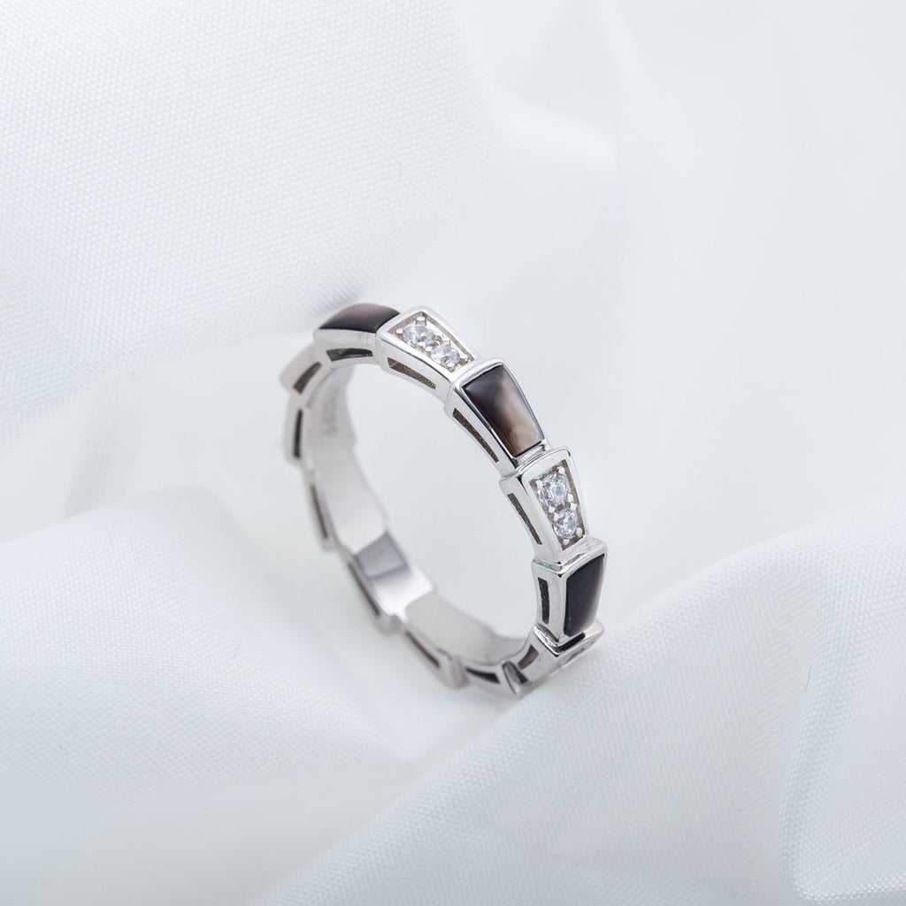 Bvlgari SERPENTI RING SILVER  DIAMOND BLACK MOP 3MM