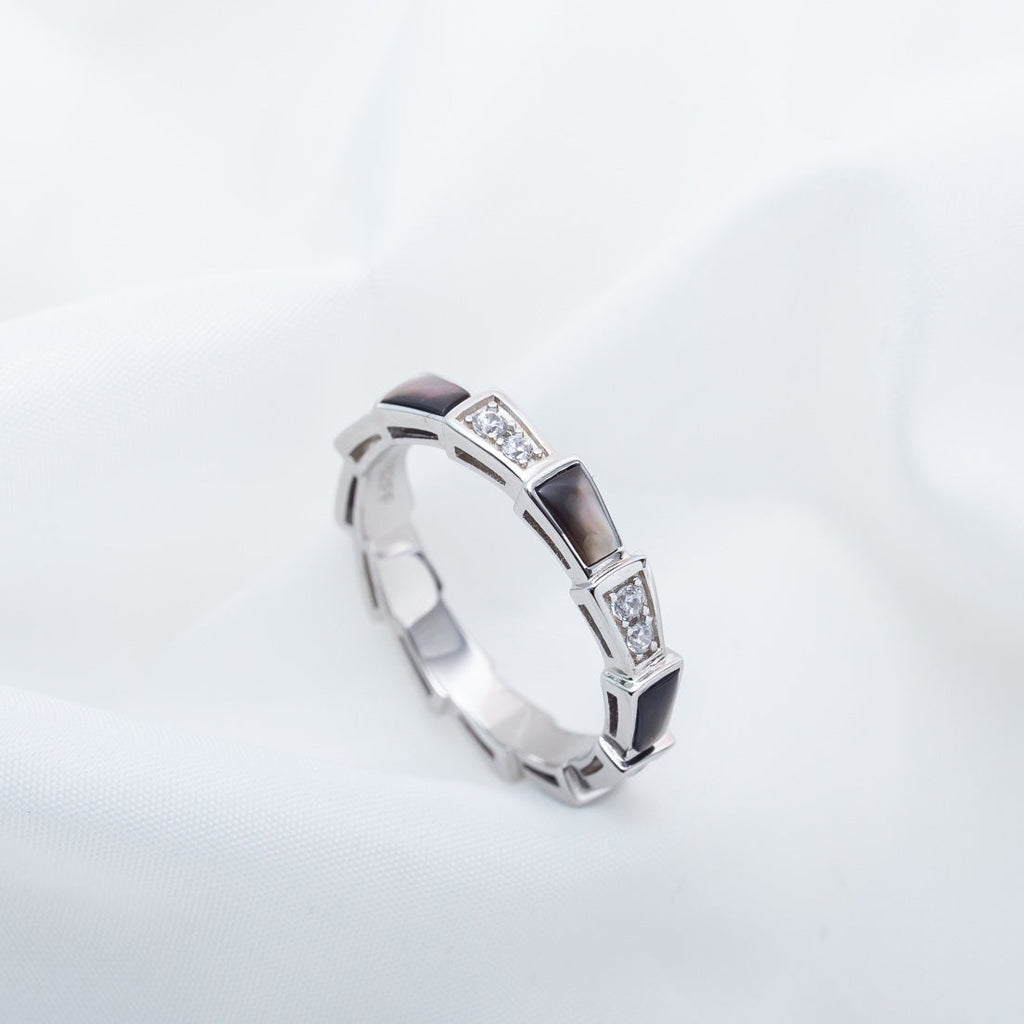 Bvlgari SERPENTI RING SILVER  DIAMOND BLACK MOP 3MM