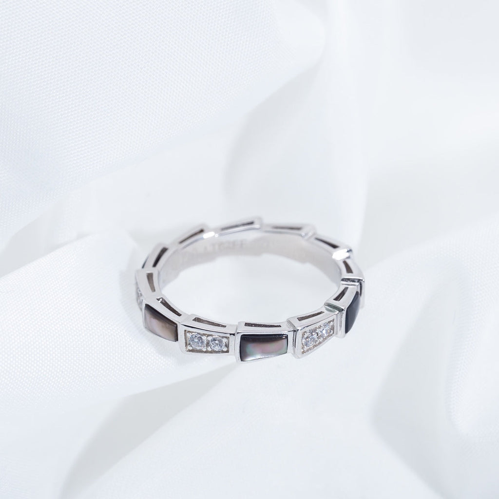 Bvlgari SERPENTI RING SILVER  DIAMOND BLACK MOP 3MM