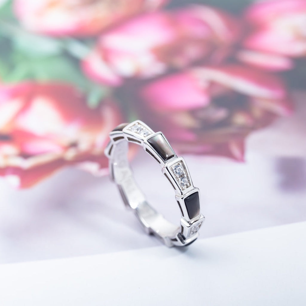 Bvlgari SERPENTI RING SILVER  DIAMOND BLACK MOP 3MM