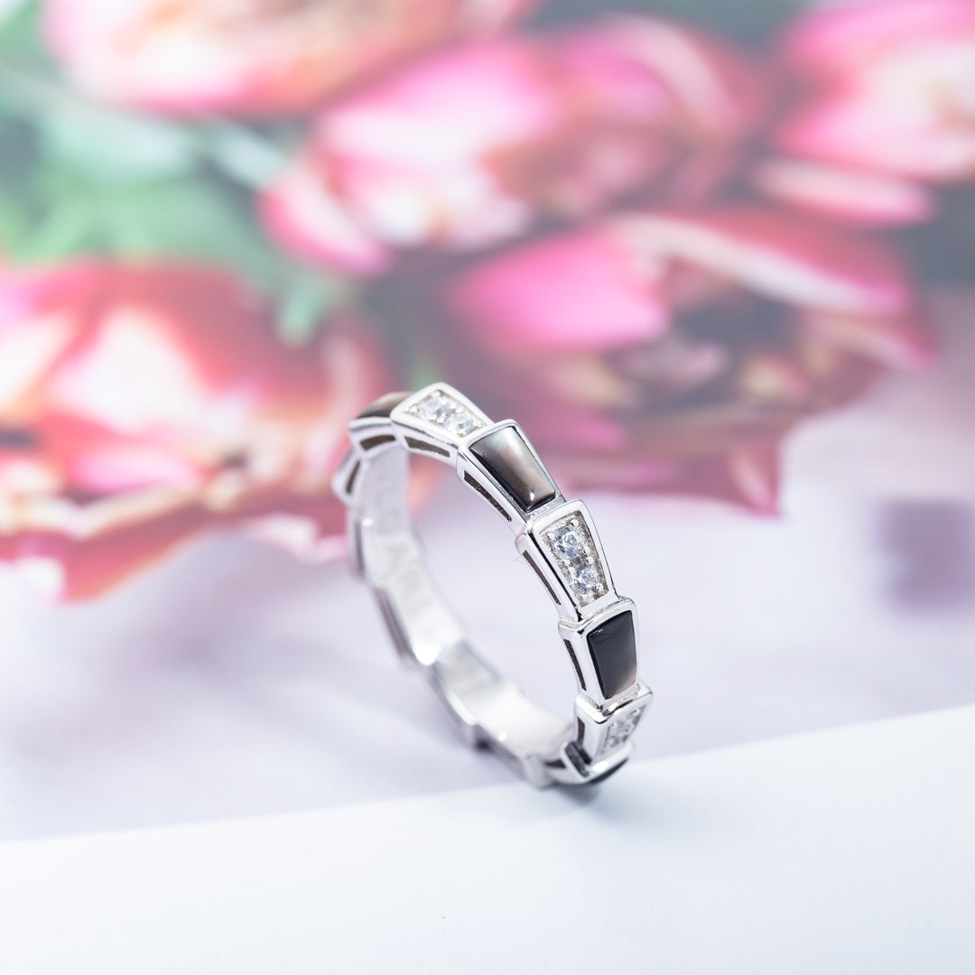 Bvlgari SERPENTI RING SILVER  DIAMOND BLACK MOP 3MM