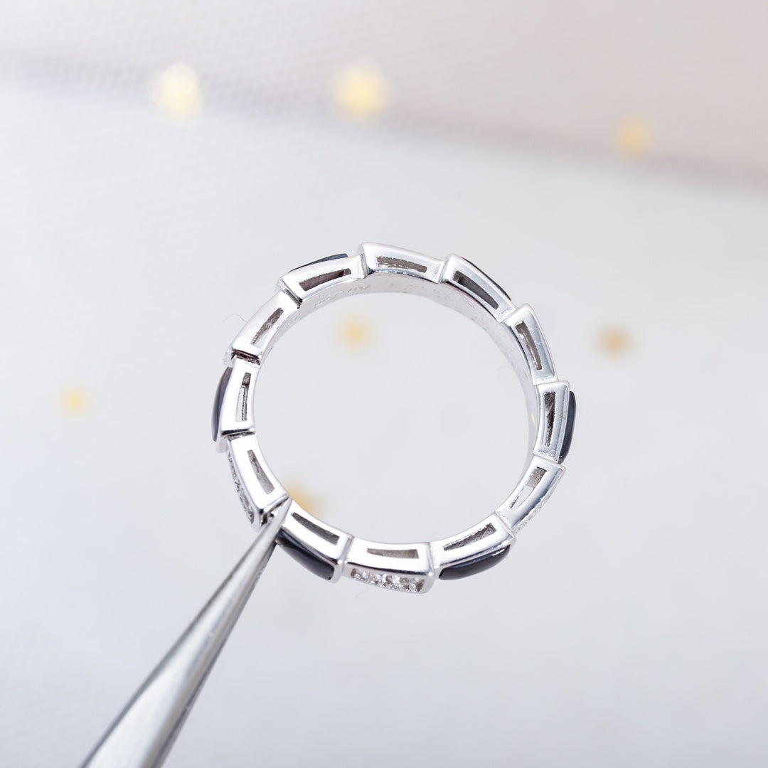 Bvlgari SERPENTI RING SILVER  DIAMOND BLACK MOP 3MM