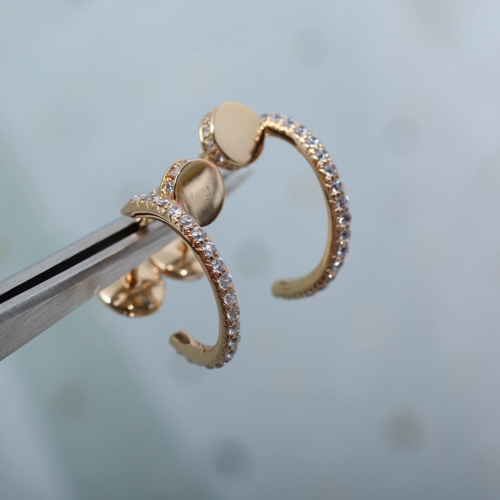 CARTIER JUSTE EARRINGS 12.75MM PINK GOLD DIAMOND