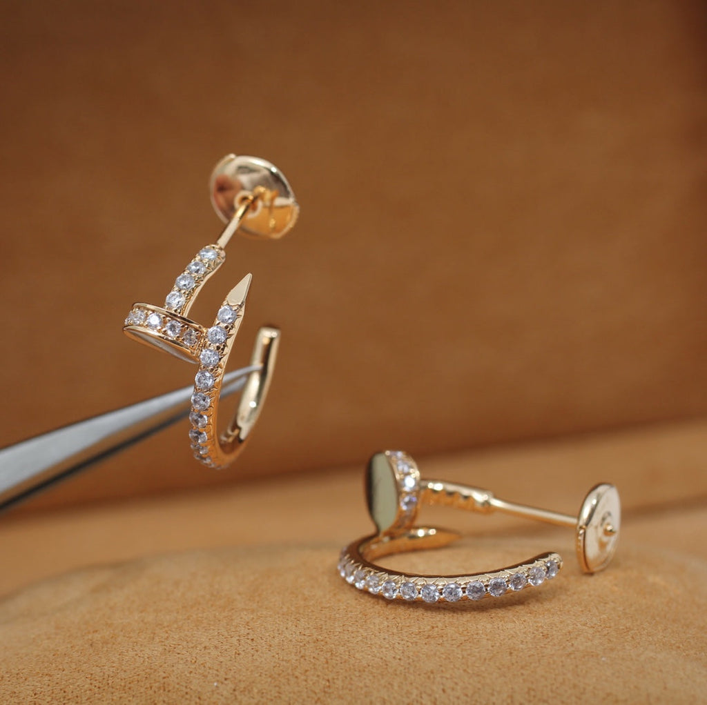CARTIER JUSTE EARRINGS 12.75MM PINK GOLD DIAMOND