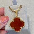 Van Cleef & Arpels CLOVER NECKLACE GOLD CARNELIAN