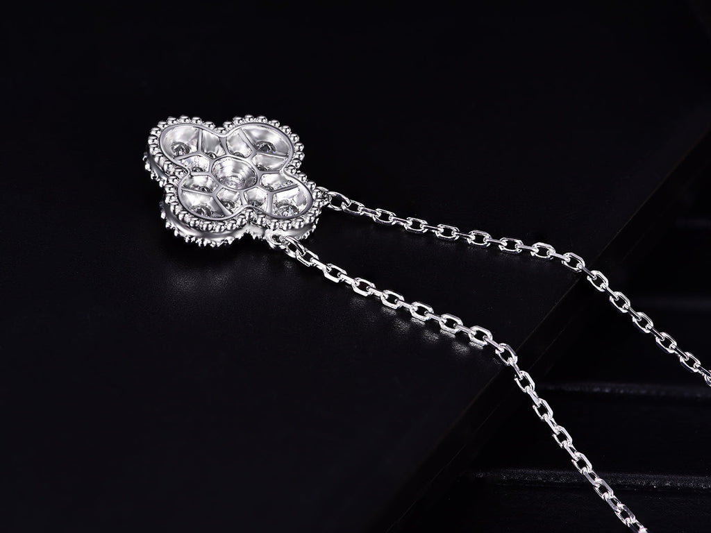 Van Cleef & Arpels CLOVER SILVER DIAMOND NECKLACE
