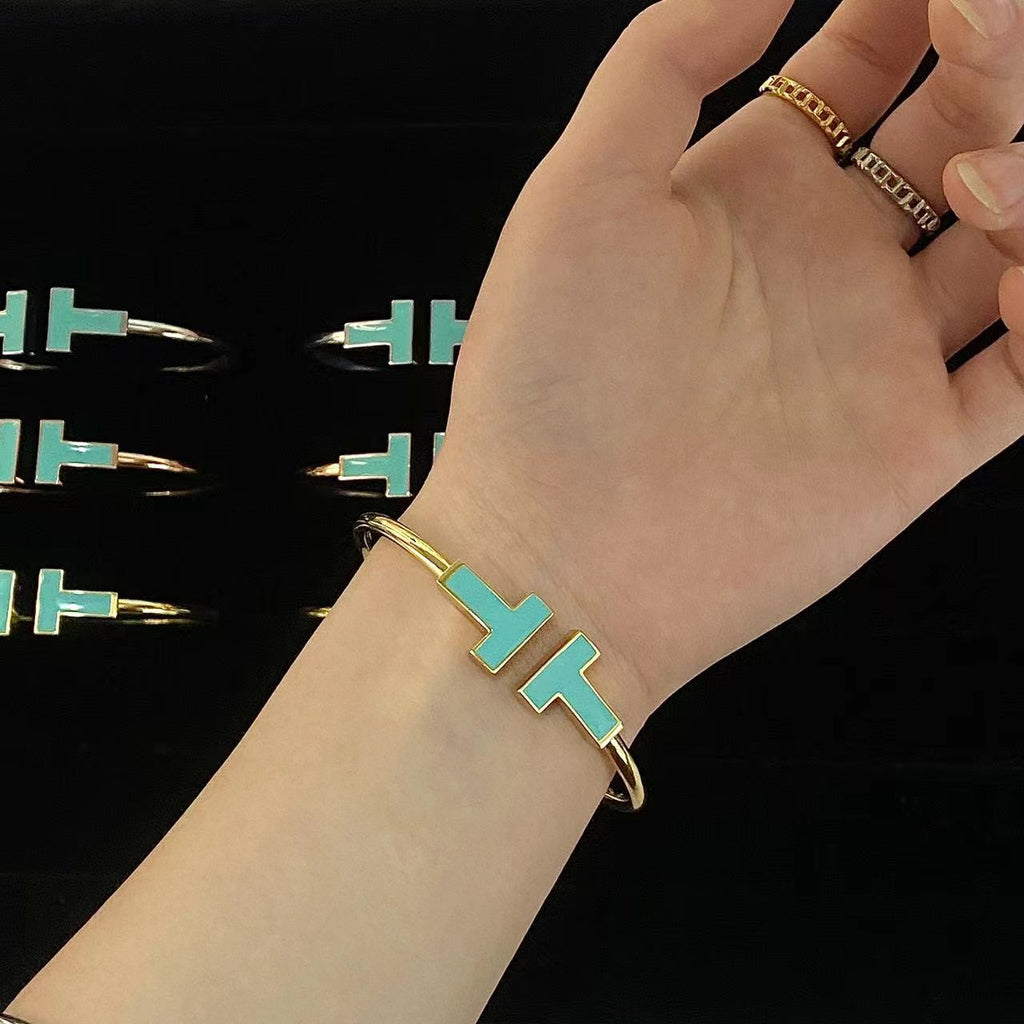 TIFFANY & CO. T WIDE TURQUOISE OPEN BRACELET