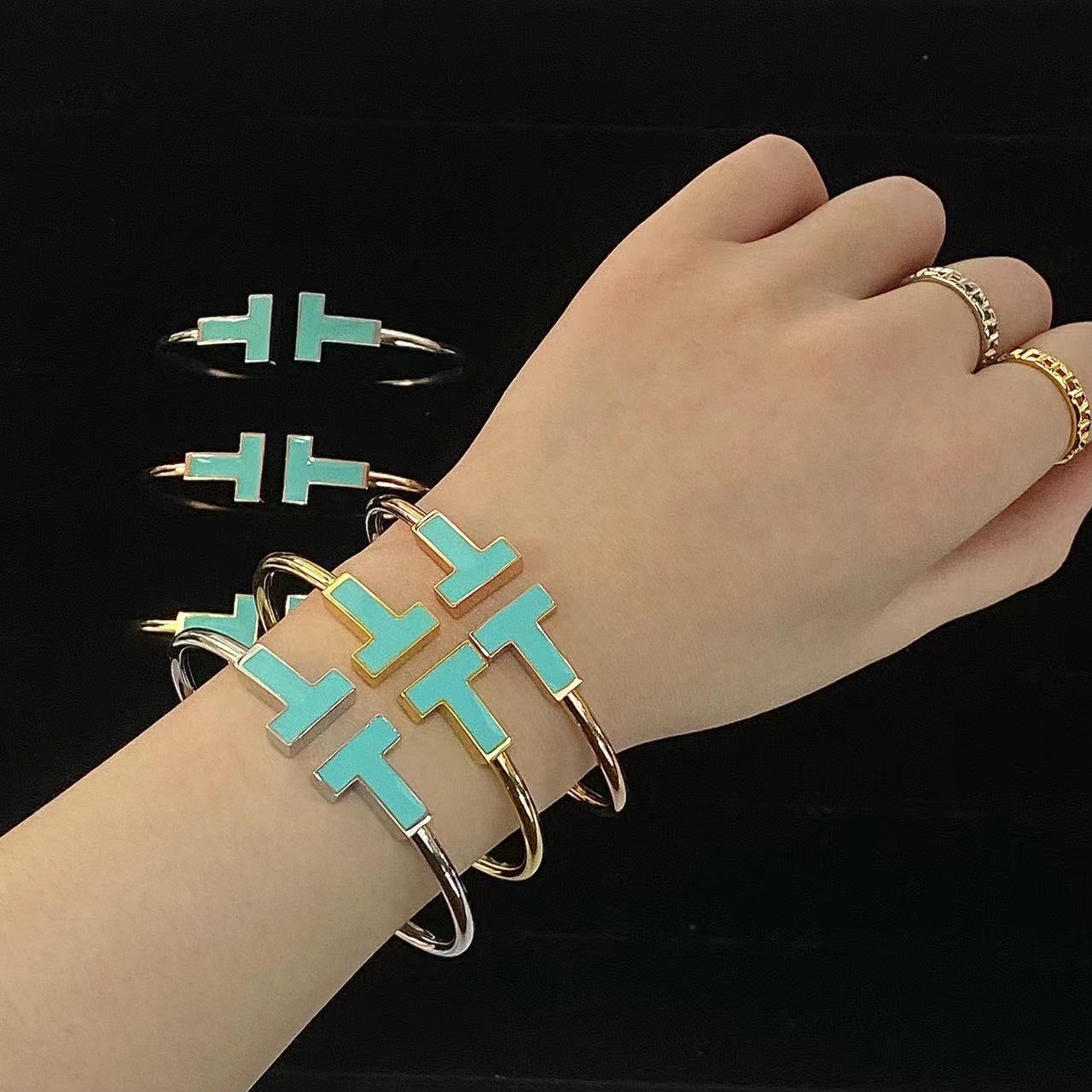 TIFFANY & CO. T WIDE TURQUOISE OPEN BRACELET