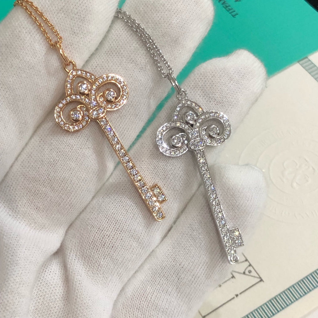 TIFFANY & CO. FLEUR KEY DIAMOND NECKLACE