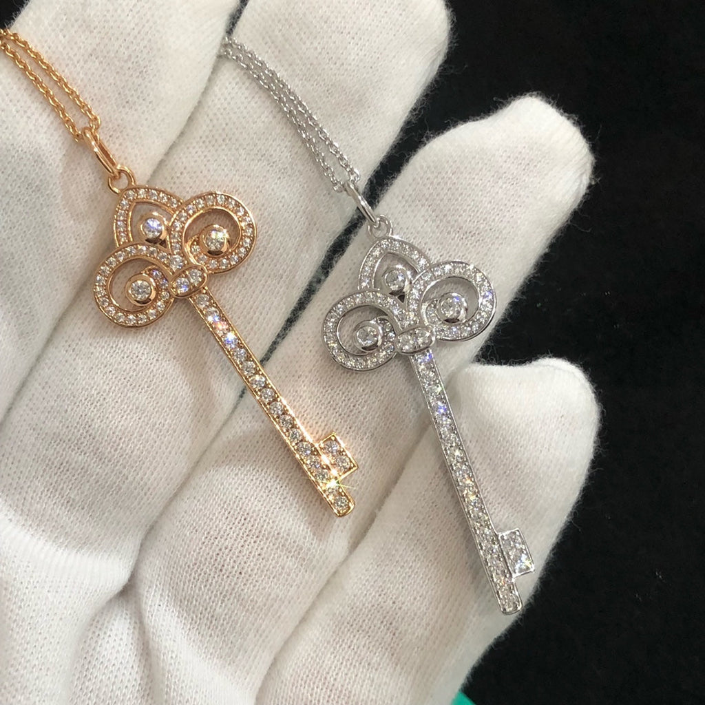 TIFFANY & CO. FLEUR KEY DIAMOND NECKLACE