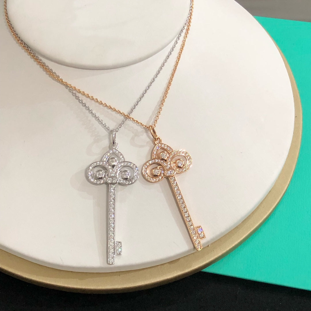 TIFFANY & CO. FLEUR KEY DIAMOND NECKLACE