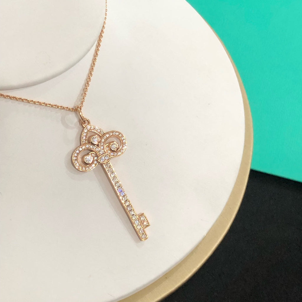 TIFFANY & CO. FLEUR KEY DIAMOND NECKLACE