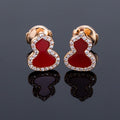 QEELIN WULU CARNELIAN DIAMOND PINK GOLD STUD EARRINGS