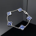Van Cleef & Arpels CLOVER 5 MOTIF PIETERSITE SILVER BRACELET