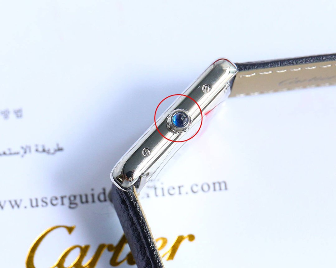 CARTIER TANK MUST SMALL STEEL LEATHER STRAP WHITE DIAL