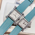 HERMES HEURE H 26 SILVER WHITE DIAL EPSOM LEATHER EPSOM LEATHER