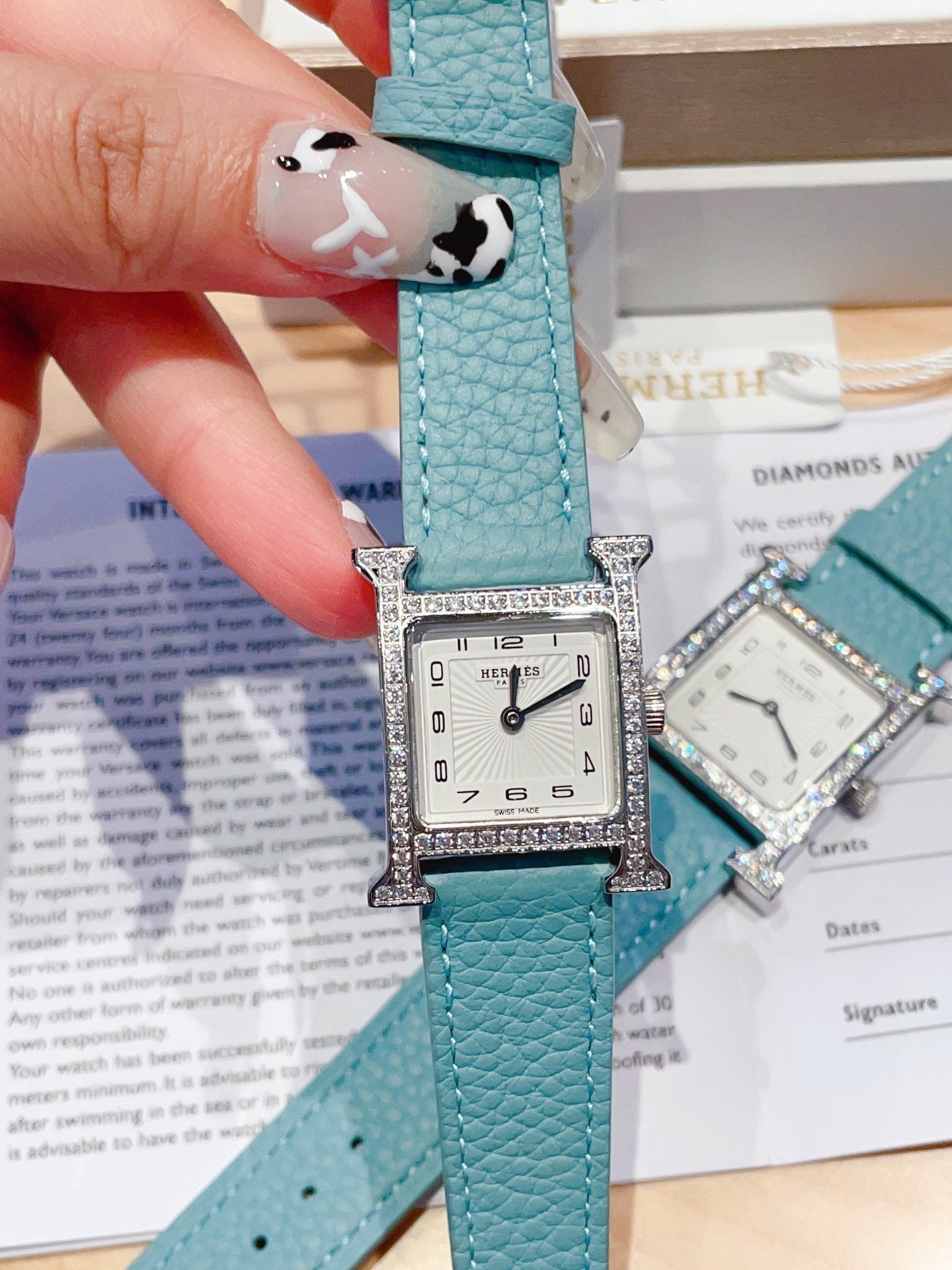 HERMES HEURE H 26 SILVER WHITE DIAL EPSOM LEATHER EPSOM LEATHER