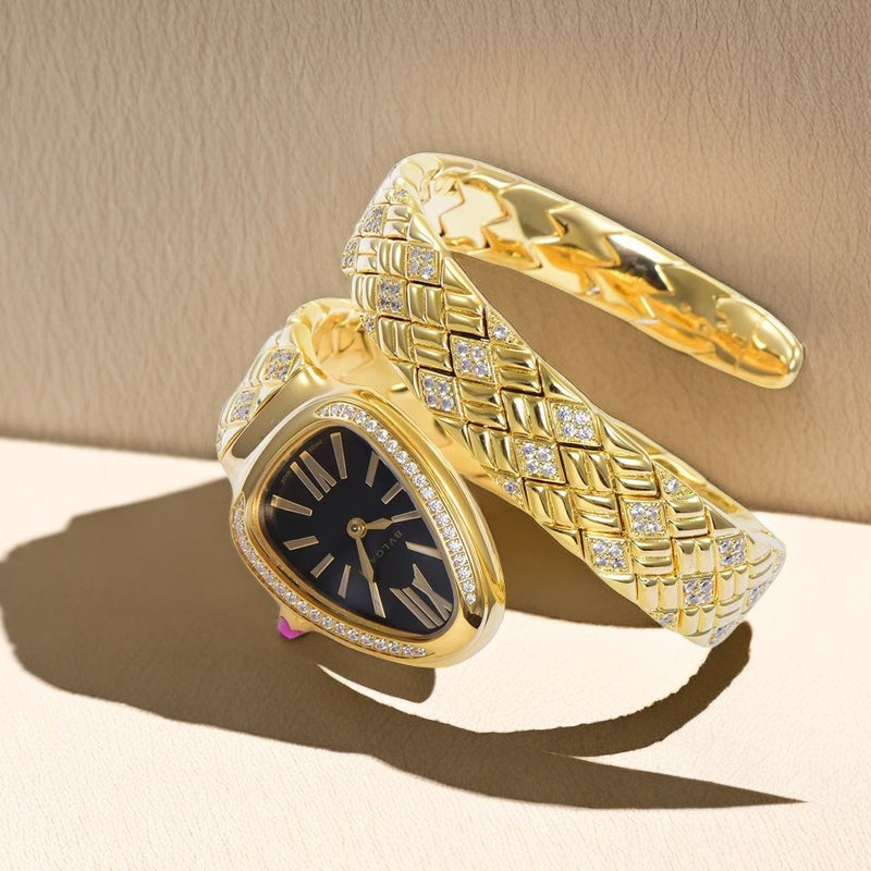 BVLGARI SERPENTI SPIGA 35 GOLD BLACK DIAL