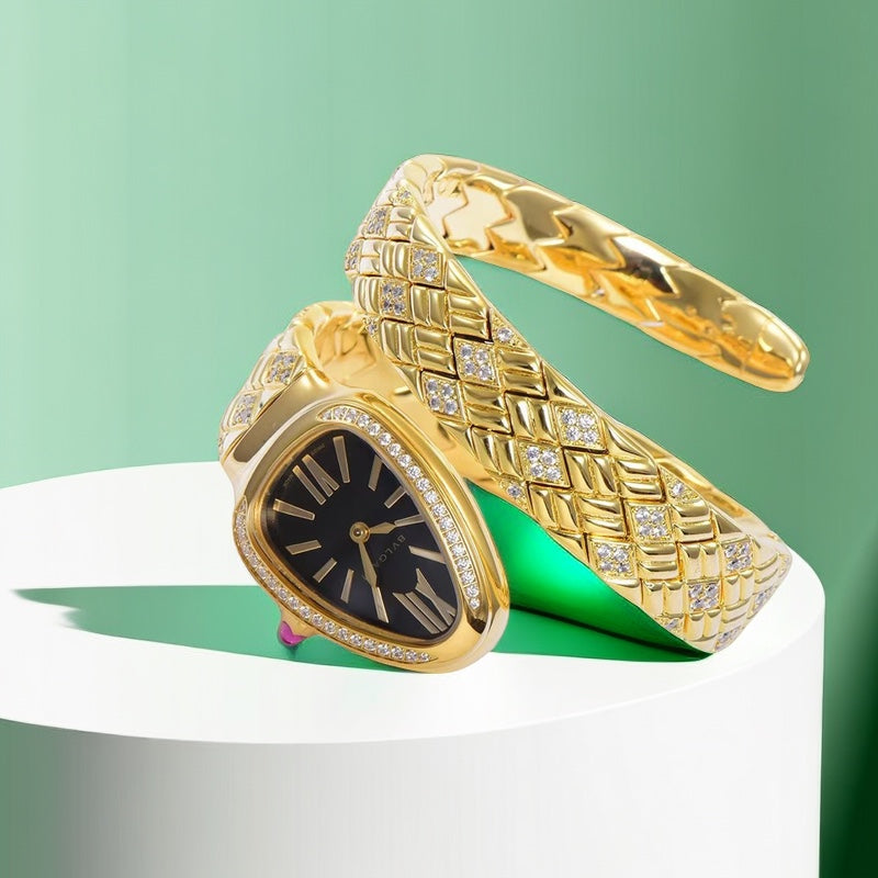 BVLGARI SERPENTI SPIGA 35 GOLD BLACK DIAL