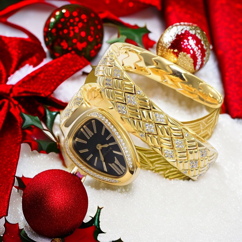 BVLGARI SERPENTI SPIGA 35 GOLD BLACK DIAL