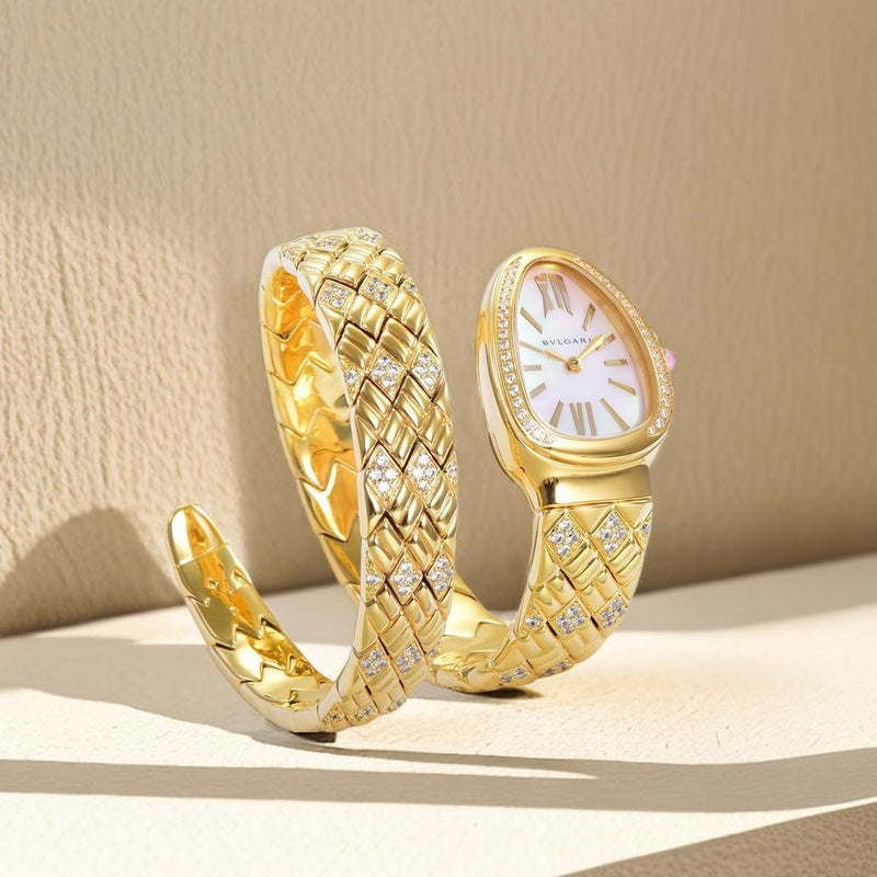 BVLGARI SERPENTI SPIGA 35 GOLD WHITE DIAL