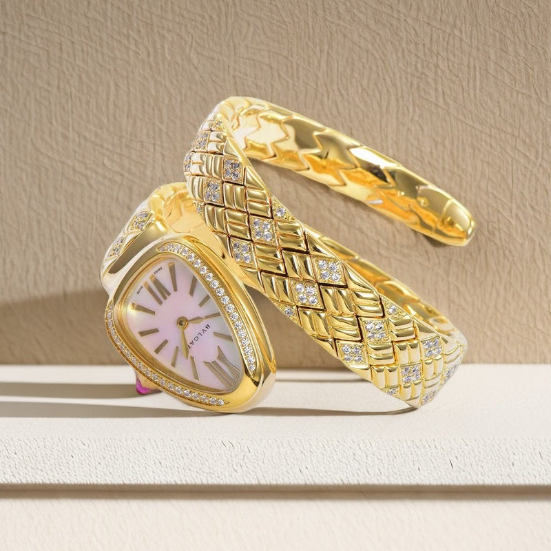 BVLGARI SERPENTI SPIGA 35 GOLD WHITE DIAL