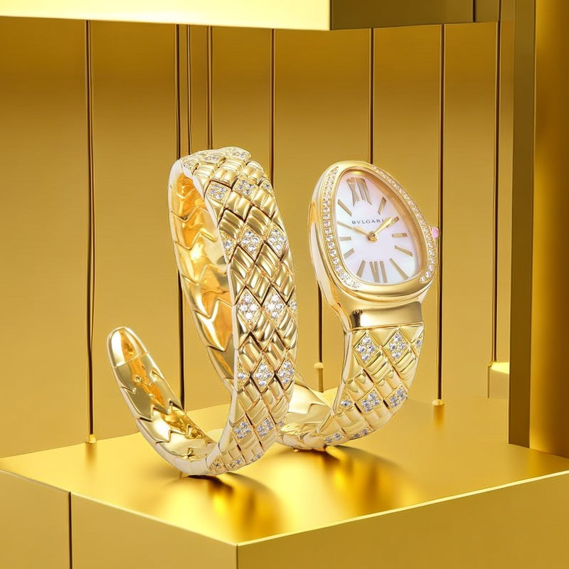 BVLGARI SERPENTI SPIGA 35 GOLD WHITE DIAL