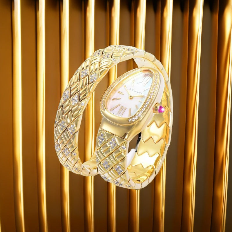 BVLGARI SERPENTI SPIGA 35 GOLD WHITE DIAL