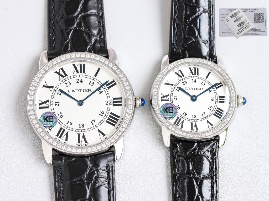 CARTIER RONDE SOLO STEEL BLACK LEATHER