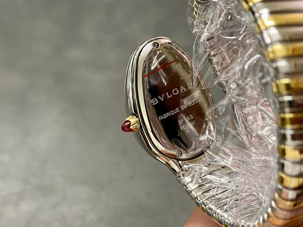 BVLGARI SERPENTI SPIGA GOLD SILVER CERAMIC WHITE DIAL