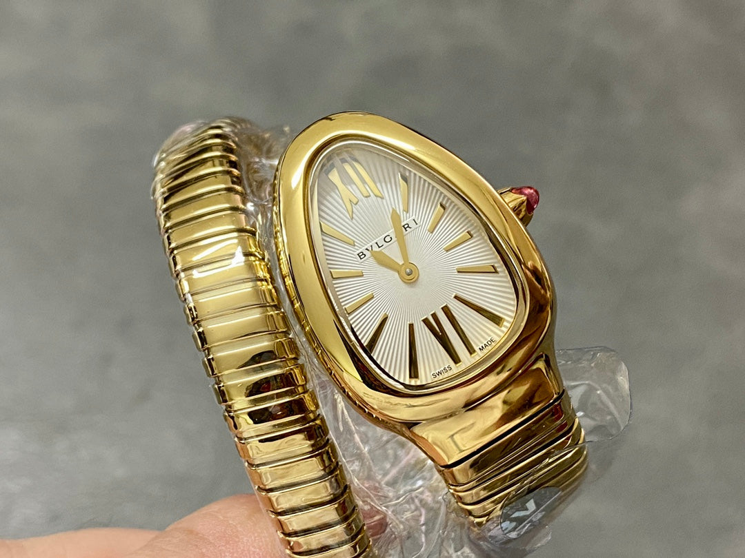 BVLGARI SERPENTI SPIGA GOLD WHITE DIAL