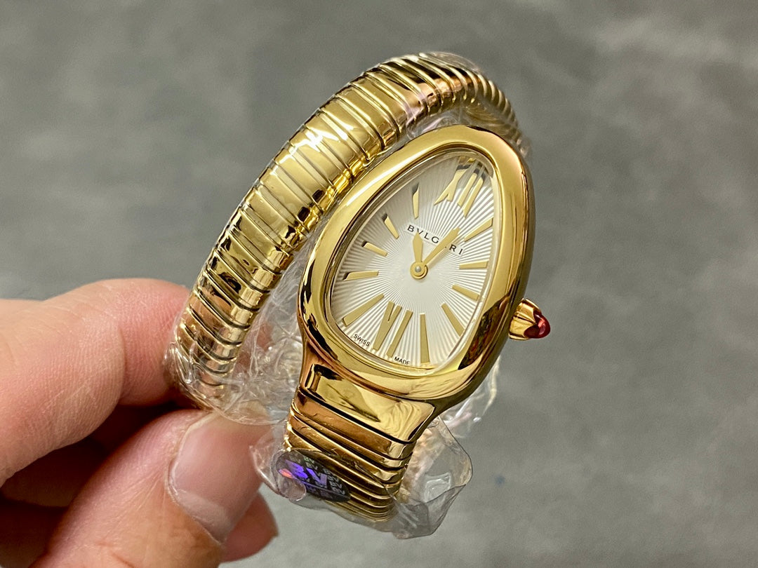 BVLGARI SERPENTI SPIGA GOLD WHITE DIAL